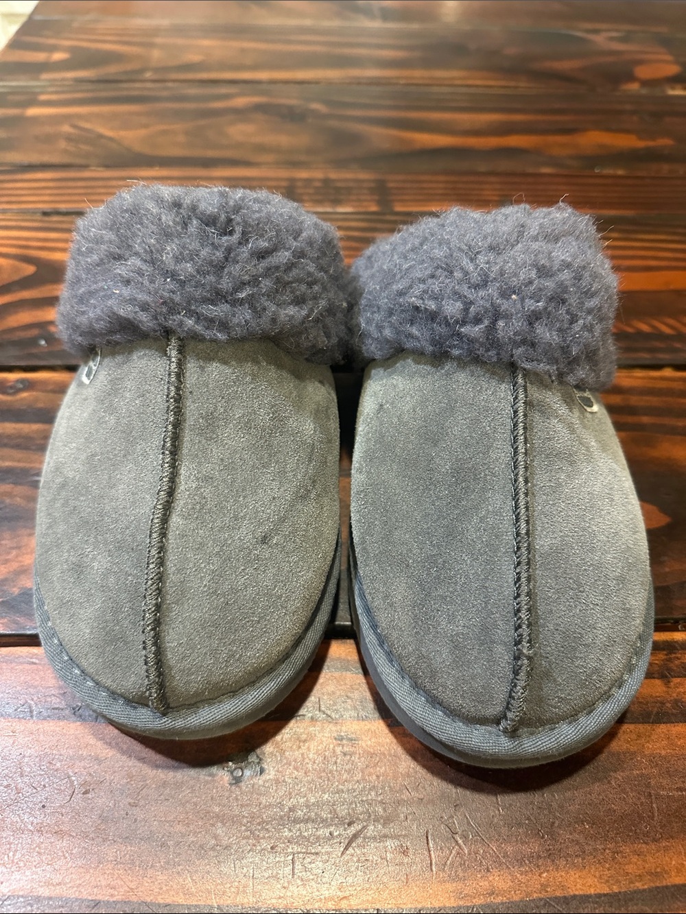 BearPaw Gray Cozy Shearling-Lined Slip-On Shoes